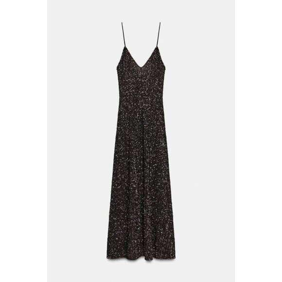 ZARA ZW COLLECTION LIMITED EDITION SEQUIN MAXI DRESS - Picture 1 of 7